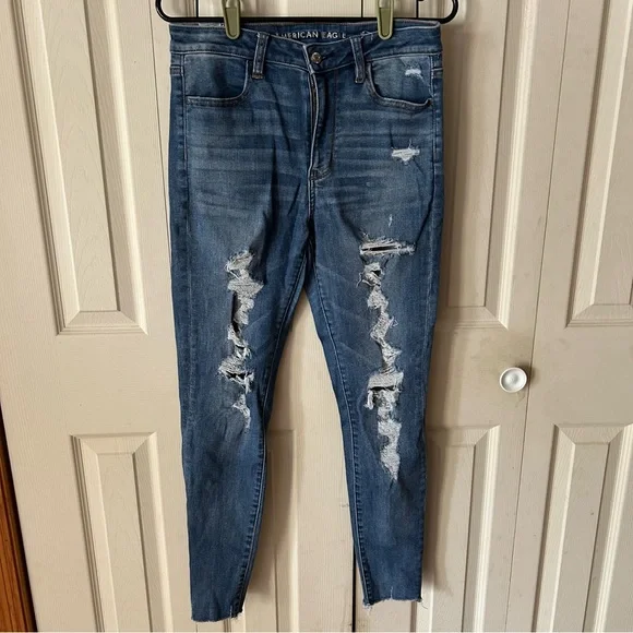 American Eagle Outfitters Blue Skinny Distressed Jeans - Picture 1 of 7